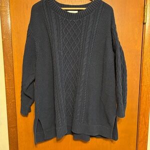 CJ Banks Dark Blue Cable Knit Sweater